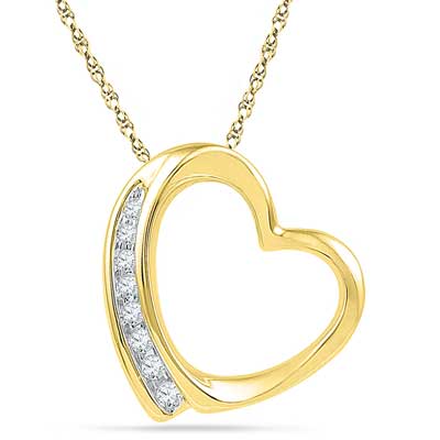 "18 Kt Gold Grace Heart Diamond Pendant - Ph017010 - Click here to View more details about this Product